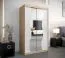 Schiebetürenschrank / Kleiderschrank Robinyera 02 mit Spiegel, Farbe: Eiche Sonoma / Weiß matt - Abmessungen: 200 x 120 x 62 cm ( H x B x T)