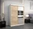 150 cm breiter Schiebetürenschrank mit 2 Türen | 5 Fächer | 2 Kleiderstangen | Farbe: Sonoma Eiche / Weiß Abbildung