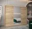 250 cm breiter Schiebetürenschrank mit 3 Türen | 10 Fächer | 2 Kleiderstangen | Farbe: Sonoma Eiche Abbildung