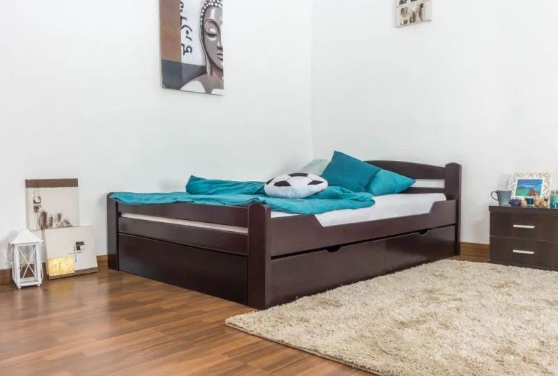 Bett Buche massiv 140 x 200 cm Schokobraun Abbildung