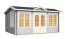 Gartenhaus G221 Lichtgrau inkl. Fußboden - 44 mm Blockbohlenhaus, Grundfläche: 12 m², Satteldach