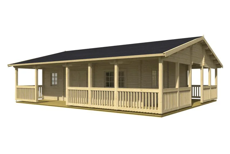 Ferienhaus Seekogel inkl. Fußboden - 70 mm Blockbohlenhaus, Grundfläche: 85,3 m², Satteldach