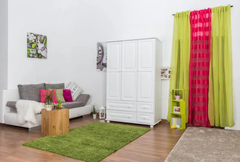 Flurschrank Landhaus Kiefer, Farbe: Weiß 190x120x60 cm Abbildung