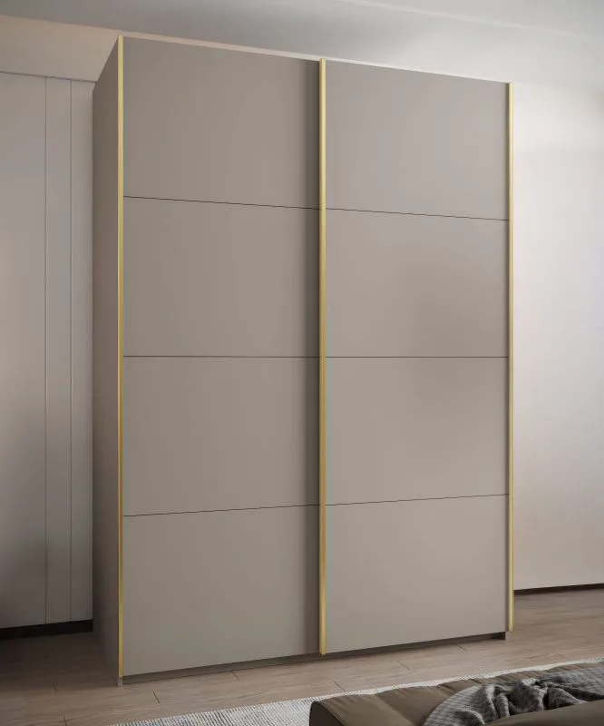 Kleiderschrank / Schiebetürenschrank | 10 Einlegeböden | 245,5 x 170 x 64 cm | 11 Fächer | 2 Kleiderstangen | 2 Schiebetüren | Farbe: Kaschmir | Soft-Close