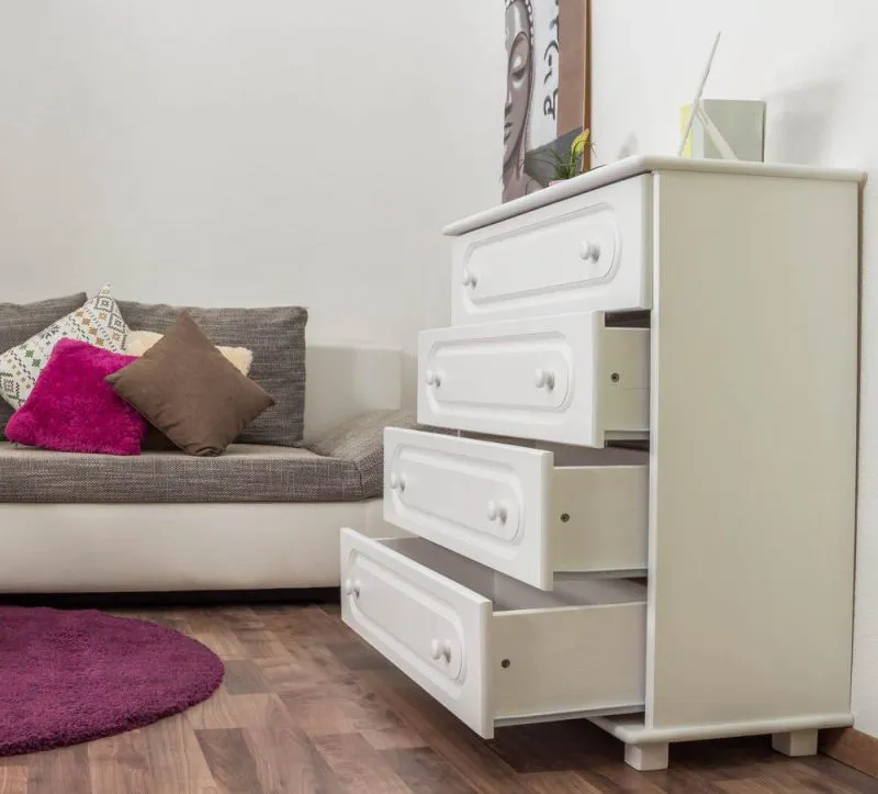 Anrichte, Kiefer massiv, Breite: 100 cm, Farbe: Weiß Abbildung