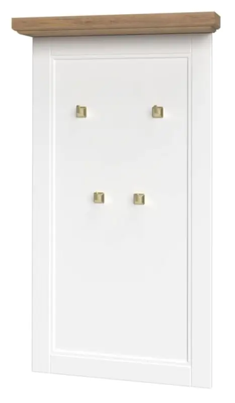 Garderobe Lotofaga 01, Farbe: Weiß / Walnuss - 115 x 65 x 13 cm (H x B x T)