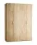 Falttür / Kleiderschrank | Farbe: Eiche | 2 Türen | 3 Kleiderstangen | 160 x 60 x 225 cm | 11 Fächer | inkl. LED-Beleuchtung mit Sensor | Soft-Close