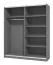 Kleiderschrank / Schiebetürenschrank mit einer Spiegeltür Kule 05, Farbe: Graphitgrau, eine Kleiderstange, sechs Fächer, Maße: 210 x 179 x 62,5 cm