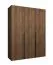 Kleiderschrank / Drehtürenschrank | Farbe: Walnuss | drei Türen | zwei Kleiderstangen | 1,5 Meter breit | zwei Fächer | Griffe: Schwarz | Soft-Close-Funktion