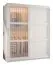 Eleganter Kleiderschrank Nadelhorn 29, Weiß Matt, Maße: 200 x 150 x 62 cm, geriffeltes Glas, mit fünf Holzeinlegeböden und zwei Kleiderstangen