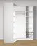 Offener Eckkleiderschrank | 2 Wäschekörbe | Farbe: Weiß | 1 Kleiderstange | 7 Holzeinlegeböden | Maße: 108,5 x 55 x 234 cm | 11 Fächer | Universelles Design