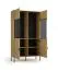 Vitrine mit viel Stauraum Amfipoli 01, zwei Glastüren, Farbe: Eiche Baltic, Griffe & Beine: Metall, Maße: 187,5 x 106,5 x 40 cm, modernes Design