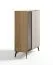 Highboard / Kommode | ABS-Kantenschutz | 102,5 x 35,5 x 123 cm | inkl. LED-Beleuchtung | Beine aus Metall | 6 Fächer | Eiche Cremona / Beige | 3 Türen