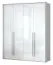 Drehtürenschrank / Kleiderschrank mit LED-Rahmen Siumu 23, Farbe: Weiß / Weiß Hochglanz - 226 x 187 x 60 cm (H x B x T)