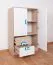 Kinderzimmer - Kommode Fabian 07, Farbe: Eiche Hellbraun / Weiß / Blau - 130 x 80 x 40 cm (H x B x T)