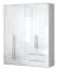 Kleiderschrank | 4 Drehtüren | 2 Schubladen | 4 Fächer | mit 2 Kleiderstangen | 182 cm breit | Farbe: Weiß Abbildung