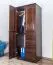 Kleiderschrank | 1 Drehtür | 4 Schubladen | mit Kleiderstange | 80 cm breit | Massivholz | Farbe: Nuss Abbildung