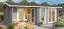 Gartenhaus G169 Lichtgrau inkl. Fußboden und Terrasse - 44 mm Blockbohlenhaus, Grundfläche: 19,20 m², Satteldach