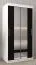 Schiebetürenschrank / Kleiderschrank Bisaurin 1B mit Spiegel, Farbe: Weiß matt / Schwarz - Abmessungen: 200 x 100 x 62 cm ( H x B x T)