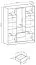 Dreitüriger Kleiderschrank mit modernen Design Leeds 05, Farbe: Graphit - Abmessungen: 200 x 155 x 51 cm (H x B x T)