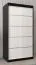 1 Meter breiter Kleiderschrank mit 2 Türen | Farbe: Weiß / Schwarz Abbildung