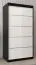 100 cm breiter Schiebetürenschrank mit 2 Türen | 5 Fächer | 2 Kleiderstangen | Farbe: Weiß / Schwarz Abbildung