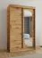 Schiebetürenschrank mit einer Spiegeltür Signalkuppe 05, Farbe: Eiche Artisan, 1,2 Meter breit, fünf Fächer, zwei Kleiderstangen, für Schlafzimmer