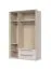 Dreitüriger Kleiderschrank mit LED-Rahmen Neiafu 63, zwei Schubladen, Farbe: Kaschmir, Soft-Close-Funktion, Maße: 226 x 142 x 60 cm, zwei Kleiderstangen