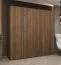 Kleiderschrank mit zwei Kleiderstangen | Farbe: Walnuss | 2 Meter breit | zwei Fächer | vier Türen | Soft-Close-Funktion | Griffe: Gold | für Schlafzimmer