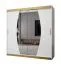 Kleiderschrank mit modernen Design Schwarzhorn 13, 2 Meter breit, Weiß Matt, Maße: 200 x 200 x 62 cm, mit polierten Spiegel, Griffe: Gold, 10 Fächer