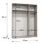 Kleiderschrank / Drehtürenschrank Korab 14, Farbe: Weiß, zwei Fächer, drei Türen, Griffe: Schwarz, 1,5 Meter breit, zwei Kleiderstangen, Soft-Close-Funktion