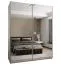 Kleiderschrank / Schiebetürenschrank | 2 Schiebetüren | 2 Kleiderstangen | 245,5 x 200 x 64 cm | 11 Fächer | Soft-Close | Farbe: Weiß | Spiegel