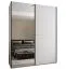 Kleiderschrank / Schiebetürenschrank | 245,5 x 190 x 64 cm | Spiegel | 11 Fächer | Farbe: Weiß | 2 Kleiderstangen | Soft-Close | 2 Schiebetüren