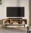 TV-Unterschrank | Farbe: Eiche Mavelie | 2 Drehtüren | 1 Kipptür | Soft-Close Funktion | 1 Kabeldurchführung | 4 Fächer | 150 x 33 x 53 cm | TV-Möbel
