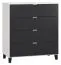 Kommode Vacas 07, Farbe: Weiß / Schwarz - Abmessungen: 100 x 90 x 47 cm (H x B x T)