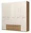 227 cm breiter Kleiderschrank mit 5 Türen, 8 Fächern und 2 Schubladen | Farbe: Beige | Tiefe: 56 cm Abbildung