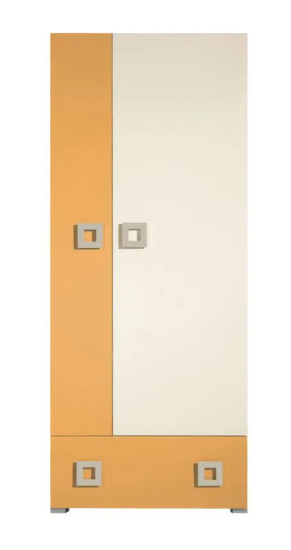 Jugendzimmer Drehtürenschrank / Kleiderschrank Namur 01, Farbe: Orange / Beige - Abmessungen: 197 x 80 x 52 cm (H x B x T)