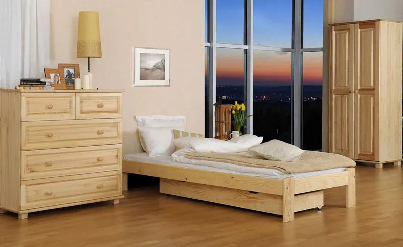 Holzbett 120 x 200 cm Kiefer massiv Natur Abbildung