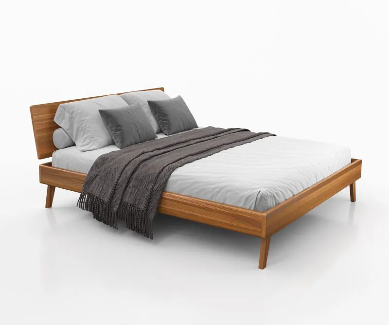 Doppelbett / Gästebett Engordany 10 | Buche Vollholz massiv | lackiert | Liegefläche: 160 x 200 cm | Farbe: Eiche Rustikal | mit stabiler Kopfstütze | zeitloses Design
