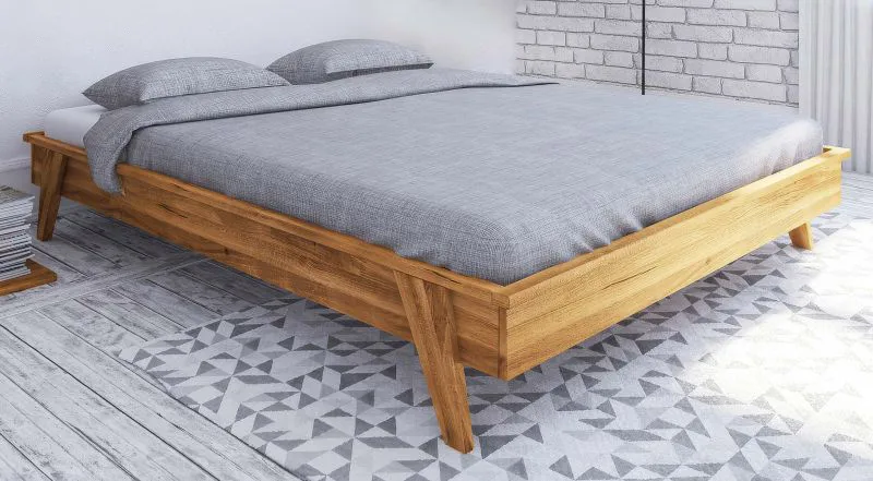 Doppelbett Otago 03 Wildeiche massiv geölt - Liegefläche: 160 x 200 cm (B x L)