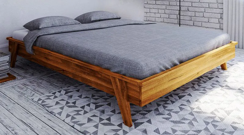 Wildeiche-Bett massiv | 140 x 200 cm | Wildeiche | Geölt | Natur Abbildung