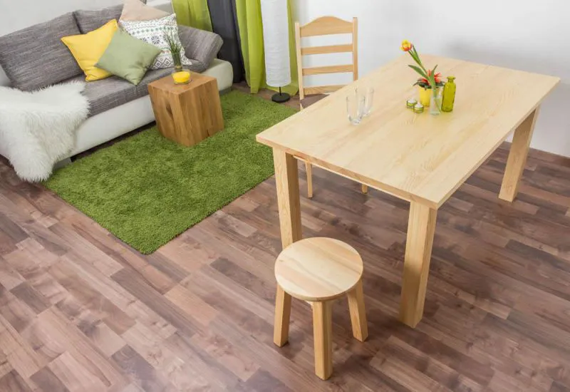 Esstisch Esszimmertisch 90x140 cm Kiefer massiv, Farbe: Natur Abbildung