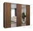 Kleiderschrank / Drehtürenschrank | Farbe: Walnuss | 2,5 Meter breit | drei Kleiderstangen | Soft-Close | zwei Spiegeltüren | Griffe: Schwarz | drei Fächer