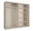 Kleiderschrank mit Spiegel | Kaschmir | 221 x 60 x 207 cm | 1 Kleiderstange | Metallgriffe | inkl. Beleuchtung | 6 Fächer | Soft-Close-System | Igoumenitsa 04