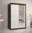 Neutraler Kleiderschrank mit einer Spiegeltür Liskamm 31, Farbe: Schwarz matt / Weiß matt - Abmessungen: 200 x 120 x 62 cm (H x B x T), mit fünf Fächern und zwei Kleiderstangen