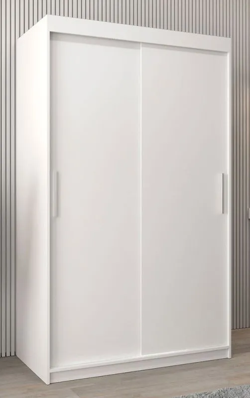 120 cm breiter Kleiderschrank mit 5 Fächern und 2 Türen | Farbe: Weiß Abbildung