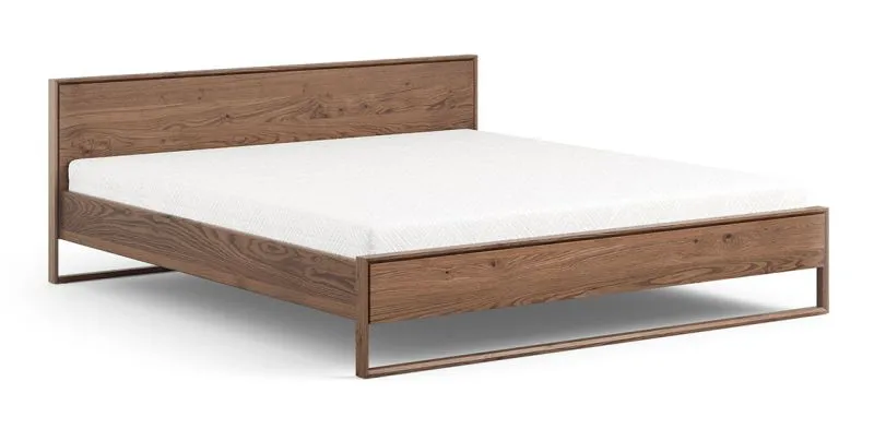 Doppelbett Amru 05 aus geöltem Massivholz, in Eiche rauchig, 91 x 169 x 210 cm, Liegefläche: 160 x 200 cm, für Schlafzimmer, hochwertig und stilvoll