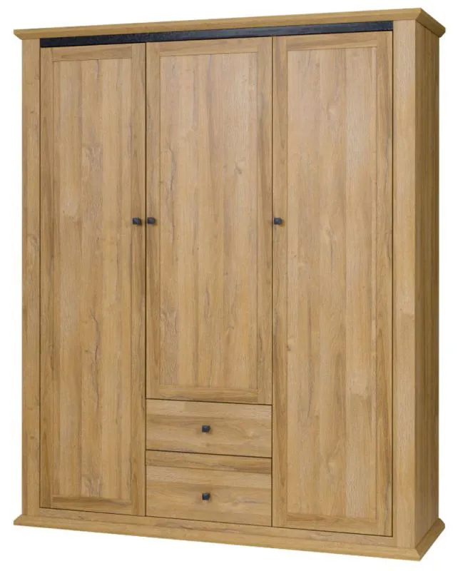 Drehtürenschrank / Kleiderschrank Matam 03, Farbe: Eiche - 200 x 165 x 54 cm (H x B x T)