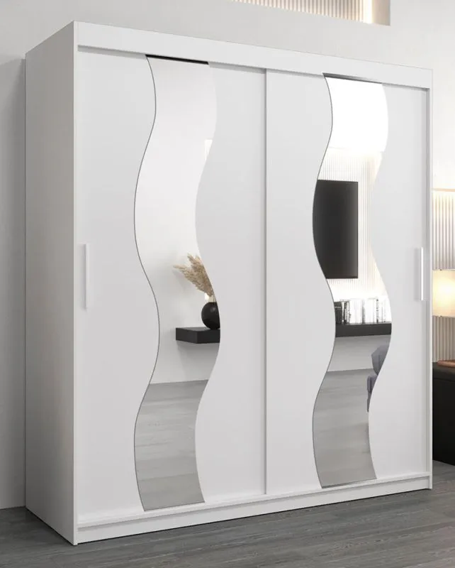 180 cm breiter Kleiderschrank mit 10 Fächern und 2 Türen | Farbe: Weiß Abbildung