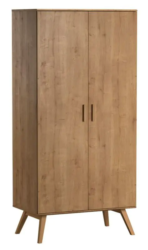 1 Meter breiter Kleiderschrank mit 2 Türen | Farbe: Eiche Abbildung